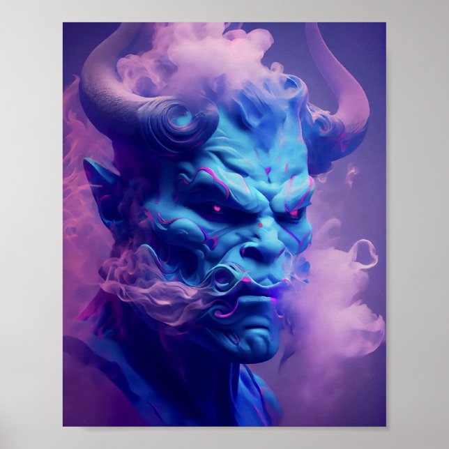 Poster crâne de l'âme démon néon (Devant)
