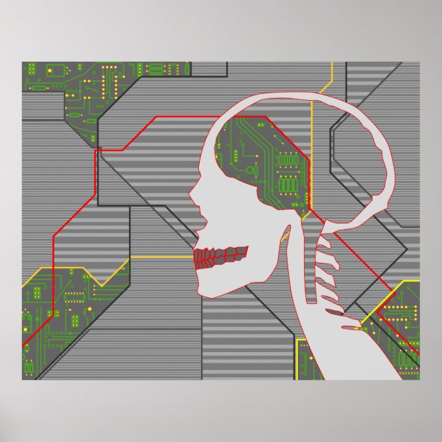 Poster crâne de logique gris (Devant)