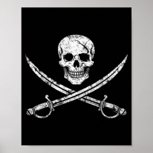 Poster Crâne de pirate os croisés épée jolly roger