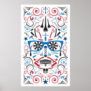 Poster crâne de sucre de raseur-coiffeur