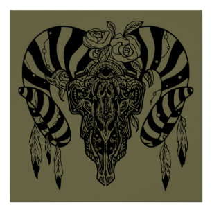Poster Crâne de taureau tribal