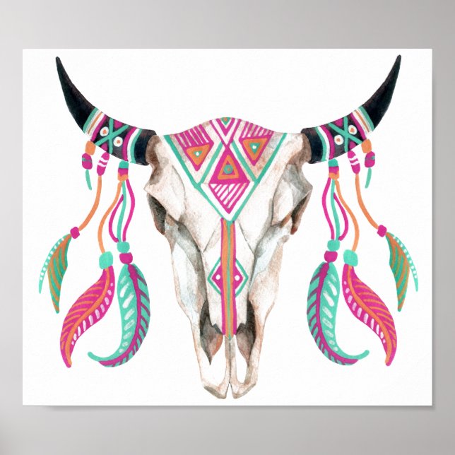 Poster Crâne de vache avec cliquetis de rêve (Devant)