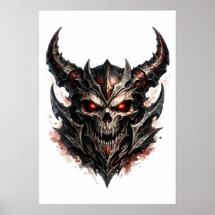 Poster Crâne démoniaque avec cornes