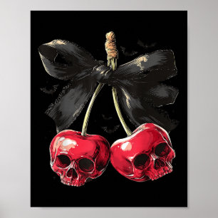 Poster Crâne d'été effrayant Cerise Halloween Coquette Bo