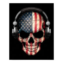 Crâne Dj américain personnalisable avec casque