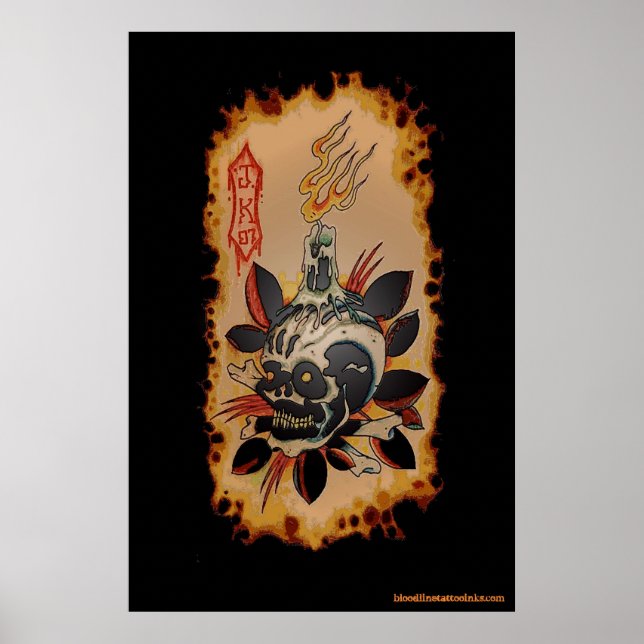 Poster Crâne et bougie (Devant)