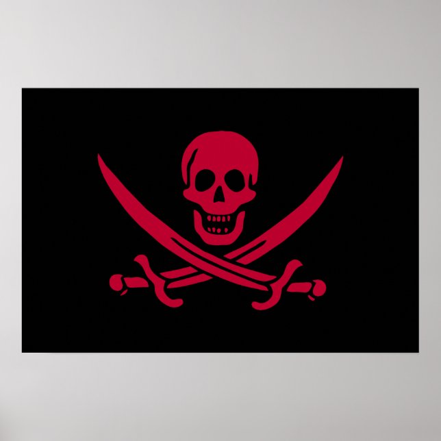 Poster Crâne et épées de Crimson Drapeau pirate de Calico (Devant)