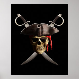 Poster Crâne et épées de pirate