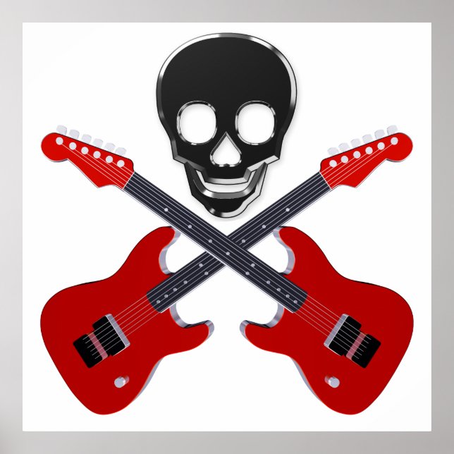 Poster Crâne et guitares croisées (Devant)