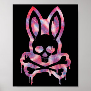Poster Crâne et os croisés Mauvais lapin d'horreur lapin