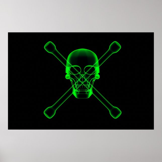 Poster Crâne et os croisés - vision à rayons X (Devant)