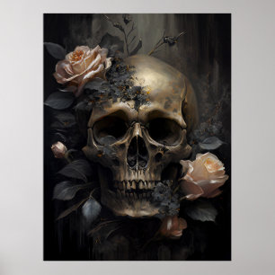 Poster Crâne et Rose