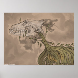 Poster Crâne et vignes animales