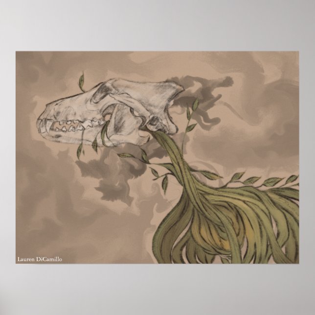 Poster Crâne et vignes animales (Devant)