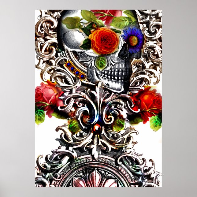 Poster Crâne floral (Devant)