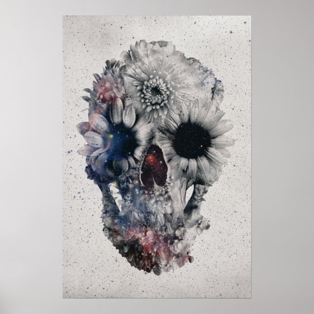 Poster Crâne floral 2 (Devant)