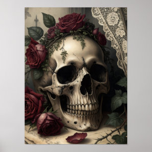 Poster Crâne gothique de l'académie obscure victorienne a