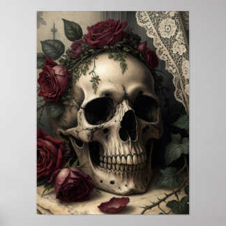 Poster Crâne gothique de l'académie obscure victorienne a
