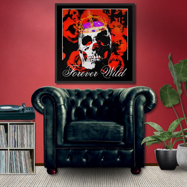 Poster Crâne gothique sauvage pour toujours Roses rouges (Créateur téléchargé)