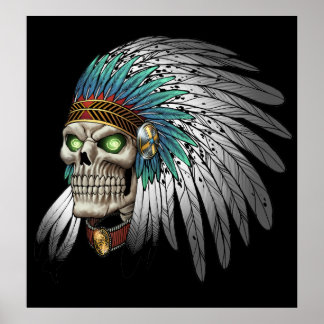 Poster Crâne gothique Tribal Amérindien