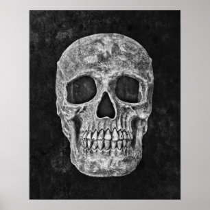 Poster Crâne Gothique Vieux Grunge Noir Et Blanc Texture