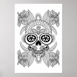 Poster Crâne Inspiré Dans Les Fleurs 2