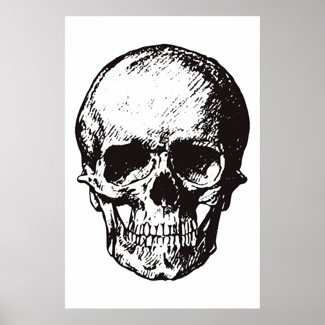 Poster Crâne noir blanc Pop Art Imaginaire Art métal lour (Devant)