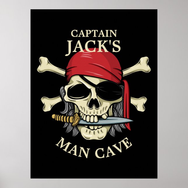 Poster Crâne pirate et os croisés Grotte de l'homme (Devant)