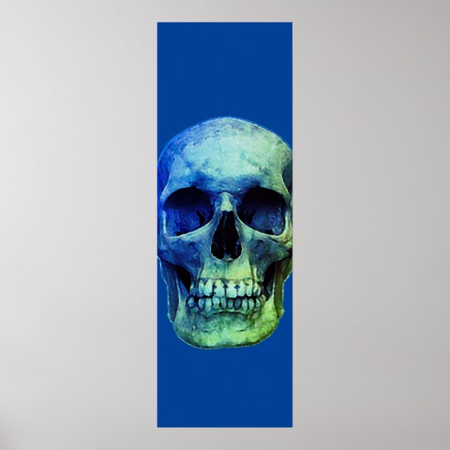 Poster Crâne Pop Art bleu (Devant)