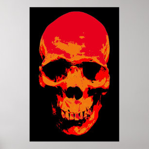 Poster Crâne rouge noir pop art