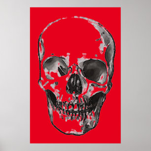 Poster Crâne style pop rouge