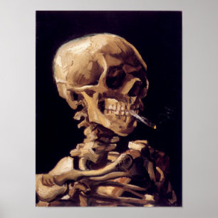 Poster Crâne Van Gogh avec cigarette brûlante