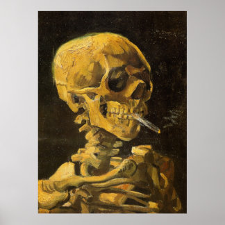 Poster Crâne Van Gogh avec cigarette brûlante