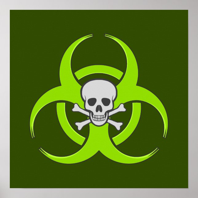 Poster Crâne vert biodangereux (Devant)