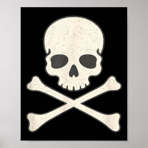 Poster Crâne vintage et os croisés pirate halloween
