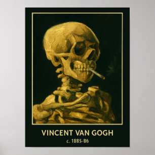 Poster Crâne Vintage Fumeur – Unique Inspiré de Van Gogh