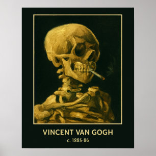 Poster Crâne Vintage Fumeur – Unique Inspiré de Van Gogh