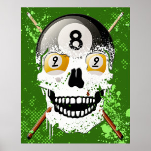 Poster crânien Billard 8 & 9 Ball