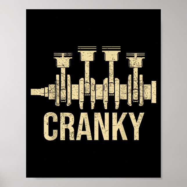 Poster Cranky Car Engine Crankshaft Lover Mechanics Fathe (Devant)