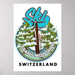 Poster Crans-Montana Suisse ski