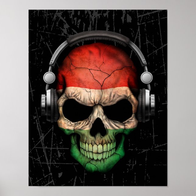 Poster Cratché Hongrois Dj crull avec casque (Devant)