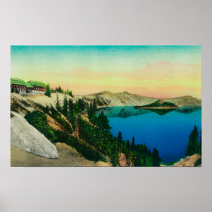 Poster Crater Lake Lodge donnant sur le lac