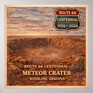 Poster Cratère de météorite Arizona Route 66