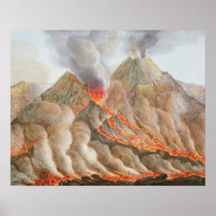 Poster Cratère du Vésuve à partir d'un dessin original