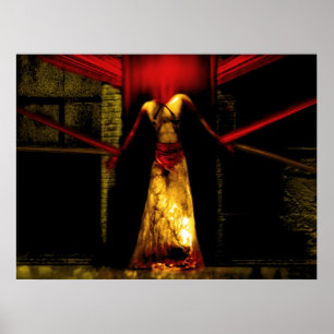 Poster Cravate contre le diable avec des rubans sanguins