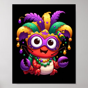 Poster Crawfish Boil Mardi Gras Costume Masquerade Hommes