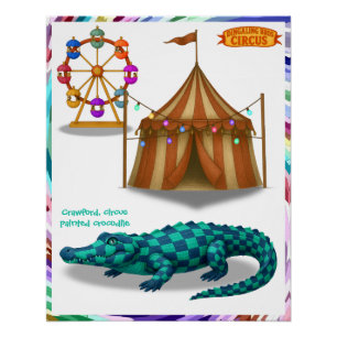 Poster Crawford, crocodile de cirque peint