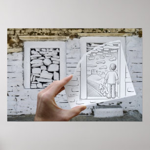 Poster Crayon contre l'appareil-photo - rêver d'enfant