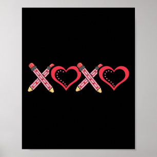 Poster Crayon et pomme de la Saint-Valentin pour enseigna