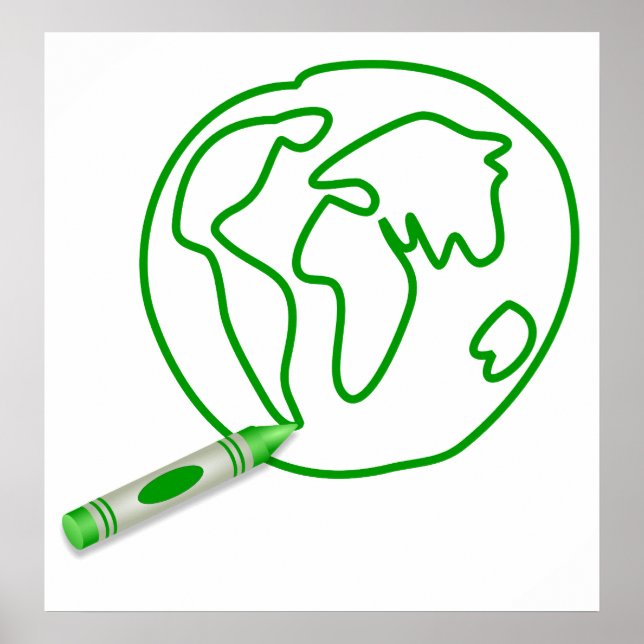 Poster Crayon Green Globe (Devant)